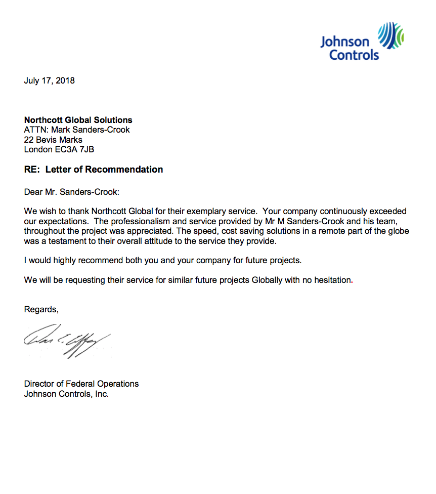 Thanks For Recommendation Letter from www.northcottglobalsolutions.com